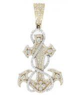 10K Gold 4.13 Ctw Diamond Beautiful Anchor Pendant 