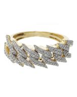 10K Yellow Gold Miami Link Style Ring For Men 0.61 Ctw Diamond
