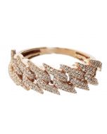 10K Rose Gold Miami Link Style Mens Ring 0.61 Ctw Diamond