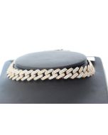 10K Rose Gold Two Tone Miami Link Bracelet 7.80 Ctw Diamond 