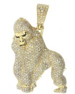 10K Yellow Gold Gorilla Pendant 2.44 Diamond 