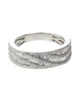 10K White Gold Mens 1.06 Diamond Baguette Ring 