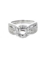 14K White Gold Semi Mount Beautiful Engagement Ring With 0.70ctw Round Diamonds