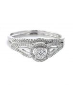 1/3cttw Diamond Vintage Wedding Ring Set 9mm Wide 10K White Gold