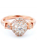 Rose Gold Diamond Engagement Ring Vintage 0.74ctw Pink Gold Ring