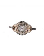 Cognac And White Diamond 14K Rose Gold Wedding Engagement Ring 0.33ct Vintage
