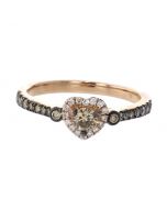 0.5ct Cognac Diamond Engagement Ring 14K Rose Gold Heart Shaped 