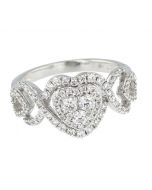 0.75ct Diamond Hearts Wedding Bridal Ring 11mm Wide 14K White Gold
