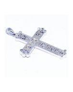 1ct Diamond Cross Pendant Sterling Silver 35mm Tall