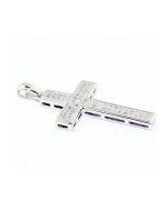 0.36ct Diamond Cross Pendant Sterling Silver 27mm Tall Cross Charm