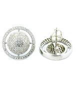 large Stud earrings 16mm Wide Sterling Silver Domed Cubic Zarcons