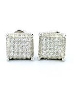 9mm Wide Cube Shaped Stud Earrings Sterling Silver Screw Back
