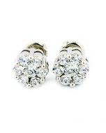 8mm Wide Cluster Earrings Screw Back Sterling Silver Round CZ 4ctw Size