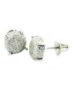 Stud Earrings Cubic Zarcoan Sterling Silver 8mm Wide Screw Back Cushion Shaped