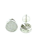 Stud Earrings With CZ Sterling Silver Screw Backs 9.5mm Wide Stop Sign
