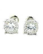 4CT Size Earrings Sterling Silver 8mm Wide Sterling Silver Screw Back Studs