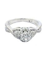 0.5ct Diamond Bridal Engagement Ring 10K White Gold Halo Cluster 8mm Wide