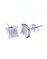 0.2ct Diamond Stud Earrings Cube Shaped 10K White Gold 7mm Wide