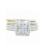 0.35ct Diamond Bridal Set 10K Yellow Gold Square Top 3 piece Set