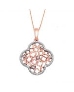 Womens Diamond Pendant and Necklace Set 10K Rose Gold 0.06ctw 18 Inch 