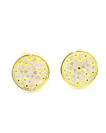 0.2ctw Diamond Stud earrings Round Clsuter 8mm Wide Sterling Silver With Gold plating