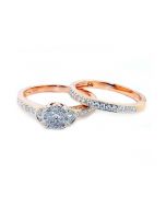 10K Rose gold Bridal Set Wedding Ring and Band 0.5ctw 6.5mm Wid