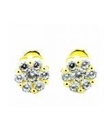 8mm Wide Cluster Earrings Screw Back Yellow Gold Finish Sterling Silver Round CZ 4ctw Size