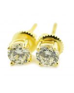 0.25ct Diamond Stud Earrings 14K Yellow Gold Screw Back Diamond Earrings