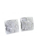 Diamond Earrings 0.6ct 11mm Wide Sterling Silver with White Gold Finish Princess cut Shaped