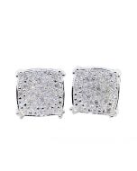 0.25ct Diamond Stud Earrings Sterling Silver White Gold Finish Screw Back 9.5mm Wide