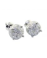 0.25ct Diamond Cube Earrings 8mm Wide Sterling Silver Screw on Back