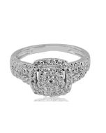 0.6ctw Diamond Bridal Engagement Ring 10K White Gold Halo 10mm Wide