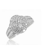 1ct Diamond Bridal Wedding Ring 10K White Gold 12.5mm Wide Flower Set 