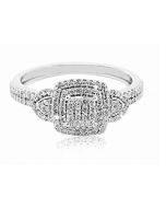 0.25ct Diamond Engagement Ring 10K White Gold 8.5mm Wide Fashoin Cocktail Ring