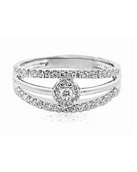 10K White Gold Bridal Wedding Ring Set 0.4ctw 3 in 1 Style 8mm Wide