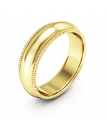 14K Yellow gold 6mm milgrain comfort fit wedding bands size 4.5