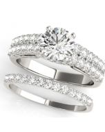 14K White Gold Bridal Set Semi Mount Ring Setting 0.75ctw 2pc Set Engagement Ring and Band