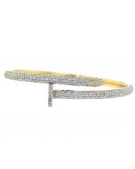 Midwest Jewellery 14K Gold Nail Bracelet Bangle Bracelet Women 1.80ctw Round Pave Diamonds 7"