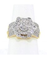 Diamond Ring for Men 14K Gold 1.50ctw Diamonds Fashion Pinky Ring 15mm Wide 