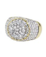 Diamond Ring for Men 14K Gold Round Shaped Cluster 2.3ctw Diamond Big 17mm Wide Domed