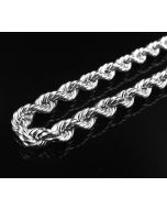 10K White Gold 5MM Hollow Rope Chain Necklace 20-30 Inches 