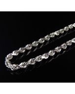 10K White Gold 4MM Hollow Rope Chain Necklace 18-28 Inches 