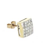 14K Yellow Gold Diamond Earring Princess Cut  Single Diamond Earring With 0.6ctw