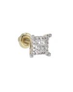 10K Yellow Gold Diamond Earring Princess and Round Cut Single Diamond Earring With 0.15ctw