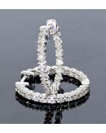 Hoop Earrings With Diamonds 14K White Gold Inside Out Earrings 0.65ctw 18mm Oblong Oval Shaped