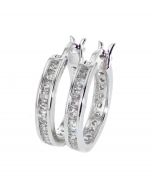 14K White Gold Diamond Earrings Hoop Earrings 15mm Round DiamondHoops Womens or Mens 2/3ctw 