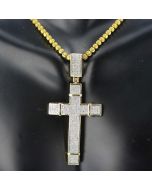 10K Gold Cross with Diamonds Mens Cross Charm 60mm 1.15ctw 2.3 Inch Tall Pave Diamonds