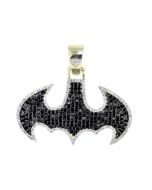10K Gold Bat Pendant Mens or Womens Fashion Charm 2.36ctw Black Color Diamonds 