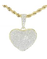 10K Yellow Gold Heart Pendant Bubble Heart 1/2ctw 24mm Womens Jewelry Love Heart Charm