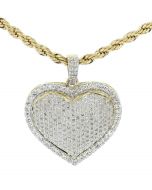 Heart Pendant With Diamonds 10K Gold Diamond Heart 0.90ctw 26MM X 22MM Layered Bubble Heart Love Pendant 